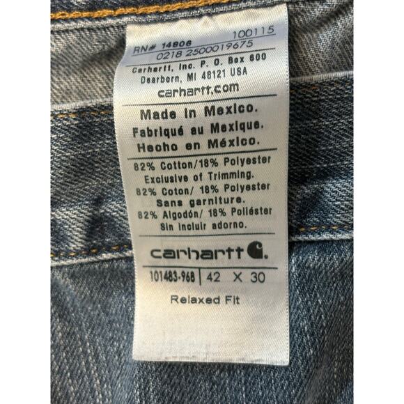 Carhartt Holter Relaxed Fit Jeans 42/29 Workwear Blue Casual Work Pants - Picture 3 of 8